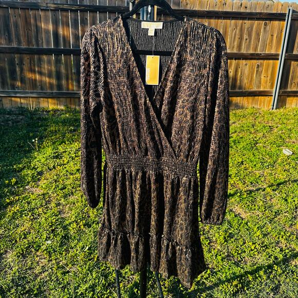 Michael Kors Leopard Black/Brown Dress Small - Picture 1 of 5